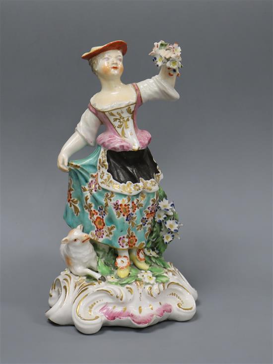 A Derby figure a shepherdess, c.1765-70, h.18.5cm